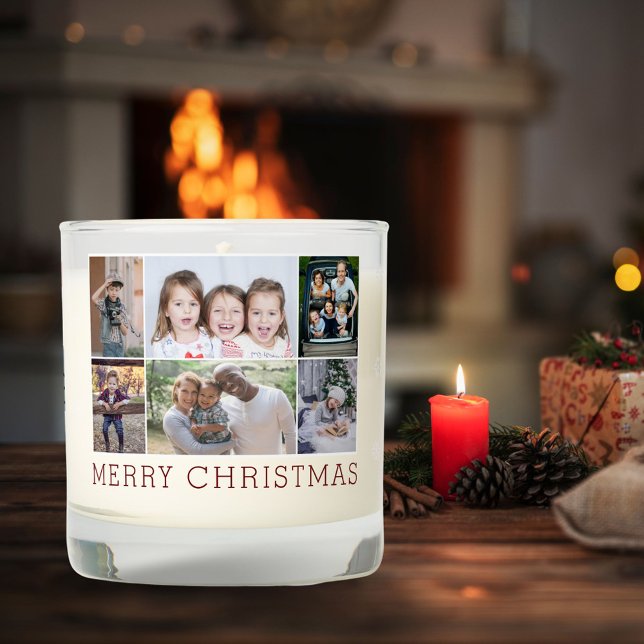 Christmas Snowflakes Family 6 Photo Collage Scented Candle (Creator Uploaded)