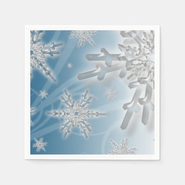 Christmas Snowflakes Fancy Holiday Party Design Napkins (Front)