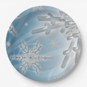Christmas Snowflakes Fancy Holiday Party Design Paper Plates
