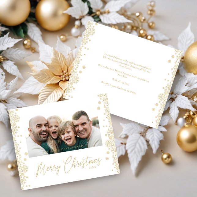 Christmas Snowflakes Fancy Modern Minimalist Photo (Budget Inexpensive Cheap Christmas Snowflakes Fancy Modern Minimalist Photo Holidays Cards.)