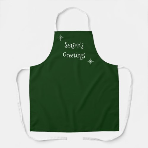 Christmas Snowflakes Festive Typography Green  Apron