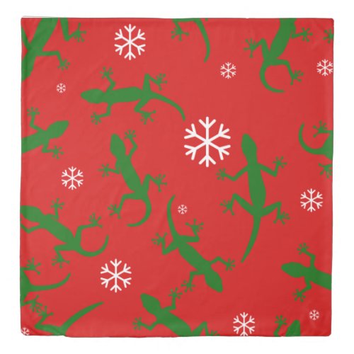 christmas snowflakes geckos duvet cover