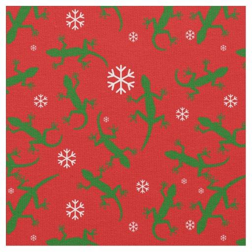 christmas snowflakes geckos fabric