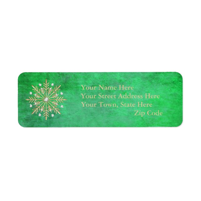 Christmas Snowflakes Green & Gold Label (Front)