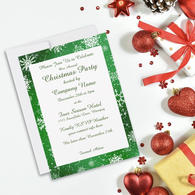 Christmas Snowflakes Green  Invitation (Creator Uploaded)