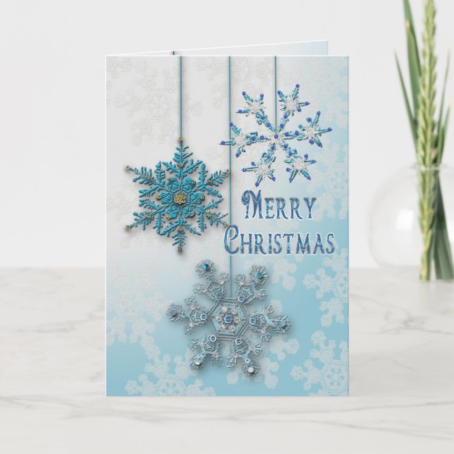Christmas Snowflakes Greeting Holiday Card (Front)
