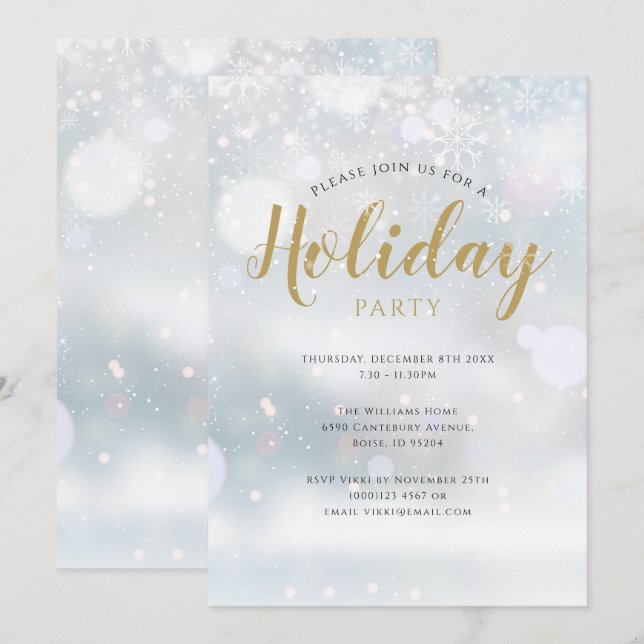 Christmas Snowflakes Holiday Party Invitation (Front/Back)
