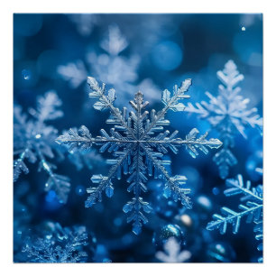 Christmas Snowflakes In Blue Color Digital Art Poster