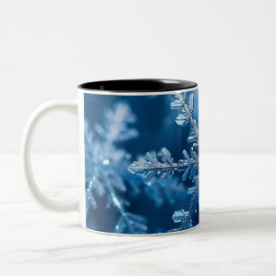 Christmas Snowflakes In Blue Color Digital Art Two-Tone Coffee Mug