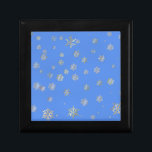 CHRISTMAS SNOWFLAKES JEWELRY BOX<br><div class="desc">Pretty little snowflakes against a bright blue background. An ideal design for the Christmas season. England.</div>