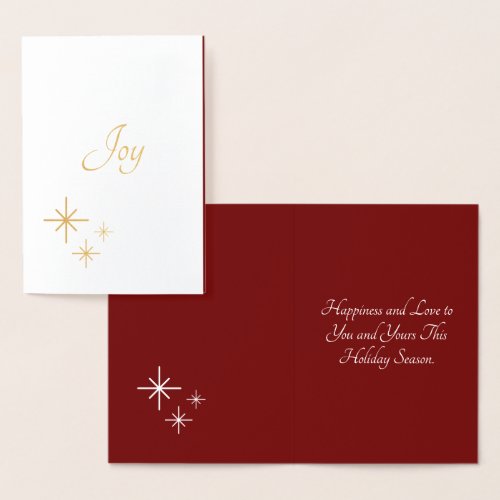 Christmas Snowflakes Joy Elegant Script Gold Foil Card