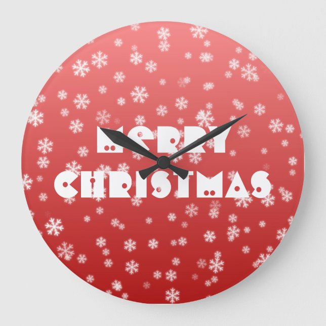 Christmas Snowflakes Large Clock (Front)