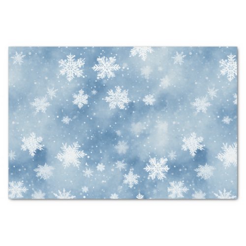 Christmas Snowflakes Light Blue Sky Tissue Paper