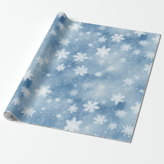 Christmas Snowflakes Light Blue Sky Wrapping Paper
