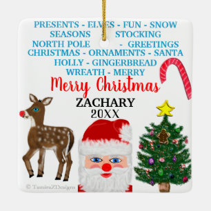 Christmas Snowflakes Mini 15 Word Puzzle Name Ceramic Ornament