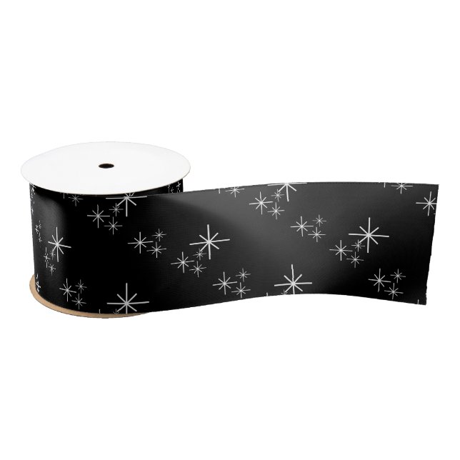 Christmas Snowflakes Modern Black White Trendy  Satin Ribbon (Spool)