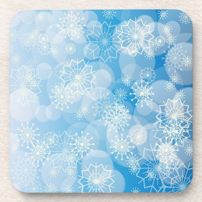 Christmas snowflakes on a blue background    beverage coaster (Front)