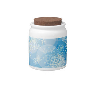 Christmas snowflakes on a blue background candy jar