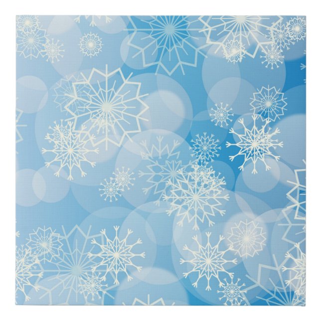 Christmas snowflakes on a blue background  faux canvas print (Front)