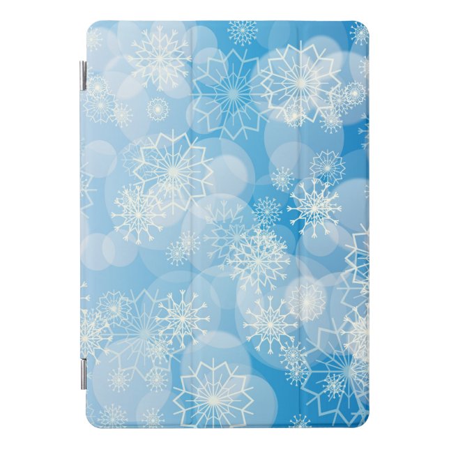 Christmas snowflakes on a blue background          iPad pro cover (Front)
