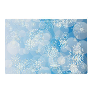 Christmas snowflakes on a blue background          placemat