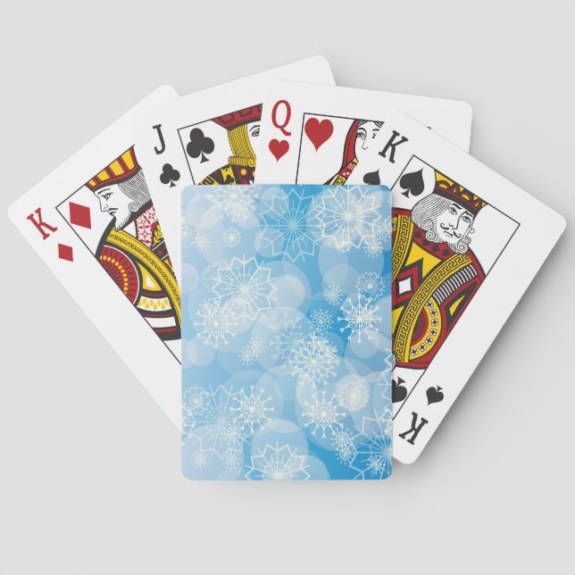 Christmas snowflakes on a blue background         poker cards (Back)