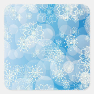 Christmas snowflakes on a blue background          square sticker