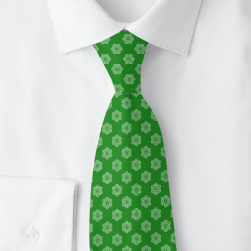Christmas Snowflakes on Green Neck Tie