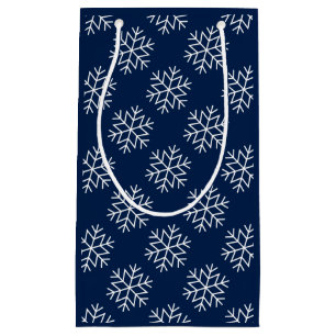 Christmas Snowflakes on Navy Blue Bag