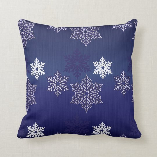 Christmas Snowflakes on Navy Blue Throw Pillow  Zazzle.com