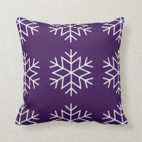 Christmas Snowflakes on Purple Throw Pillow