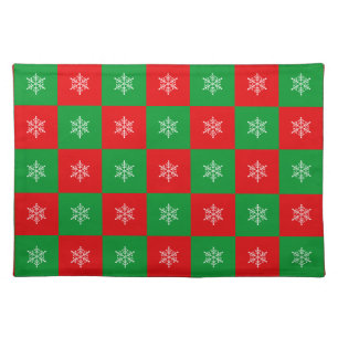 Christmas Snowflakes on Red & Green Cloth Placemat