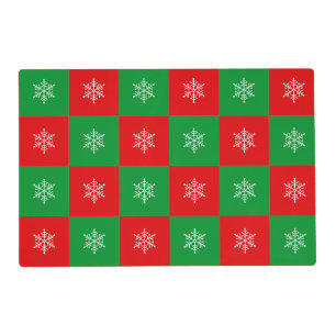 Christmas Snowflakes on Red & Green Placemat