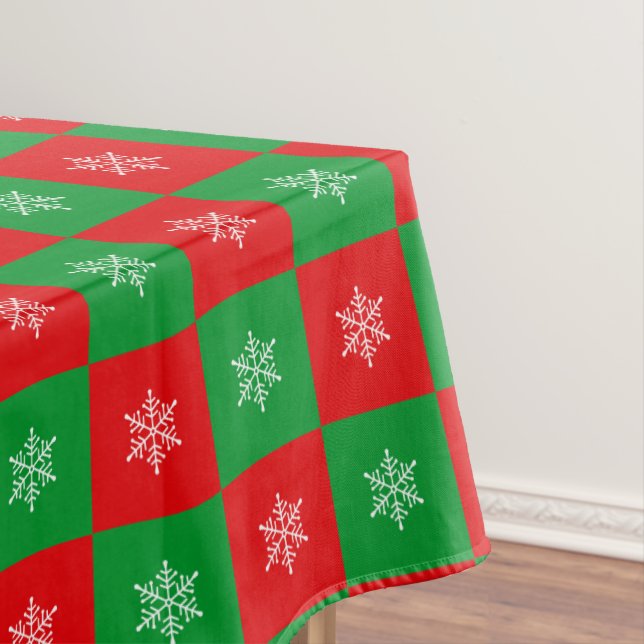 Christmas Snowflakes on Red & Green Tablecloth (In Situ)