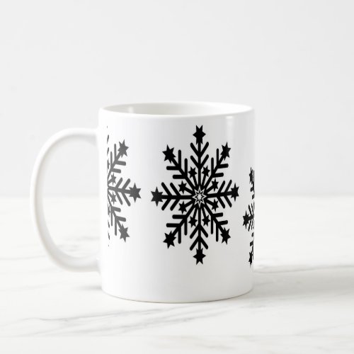 Christmas snowflakes on white coffee mug