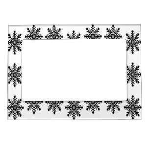 Christmas snowflakes on white magnetic frame