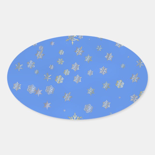 CHRISTMAS SNOWFLAKES OVAL STICKER (Front)