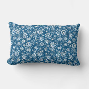 Christmas snowflakes pattern blue lumbar pillow