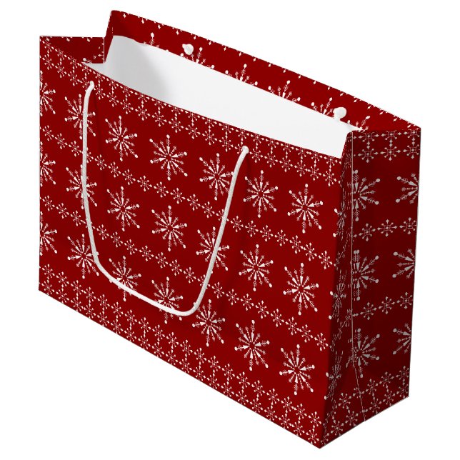 Christmas Snowflakes pattern custom background Large Gift Bag (Front Angled)