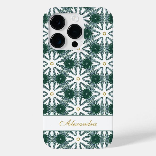 Christmas Snowflakes Pattern Personalized Green Case-Mate iPhone Case (Back)