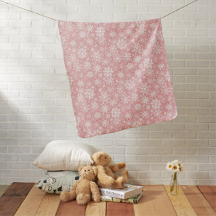 Christmas snowflakes pattern Pink Baby Blanket