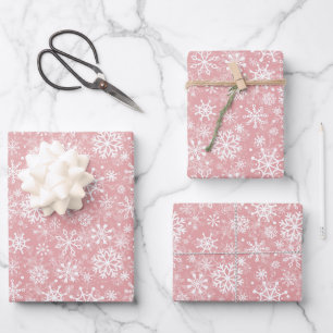 Christmas snowflakes pattern Pink Wrapping Paper Sheets