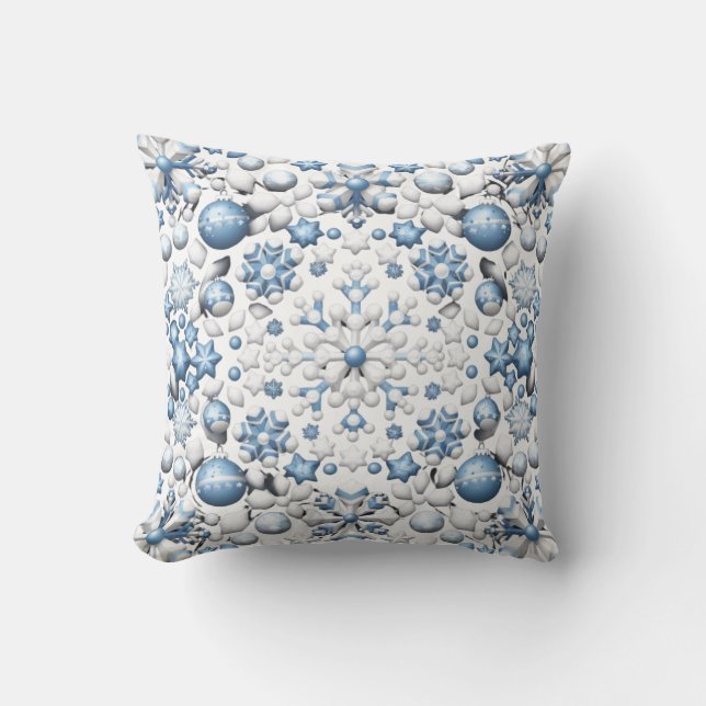 Christmas snowflakes pattern throw pillow (Front)