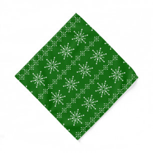 Christmas Snowflakes pattern white and green Bandana