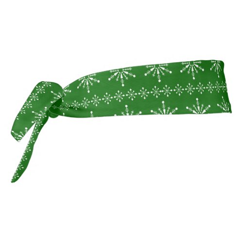 Christmas Snowflakes pattern white and green Tie Headband
