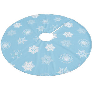 Christmas snowflakes pattern Winter Blue Fleece Tree Skirt