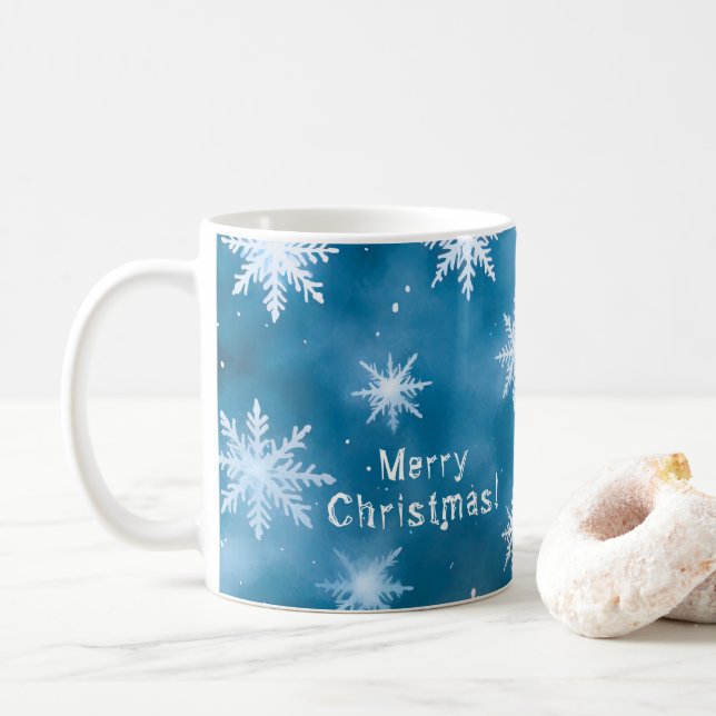 Christmas snowflakes, personalised coffee mug (With Donut)