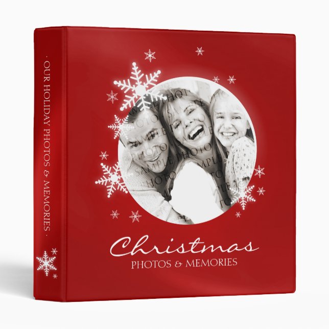 Christmas Snowflakes Personalized Photo Album 3 Ring Binder (Front/Spine)