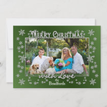 Christmas Snowflakes - Photo Insert - Green Invitation