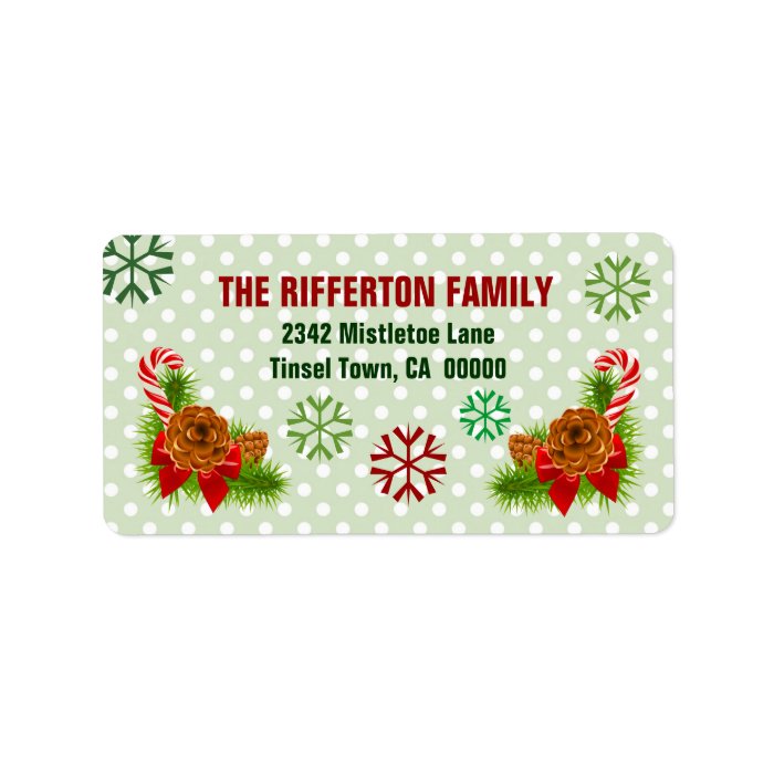 Christmas Snowflakes Pine Cones Candy Canes G200O4 Custom Address Label